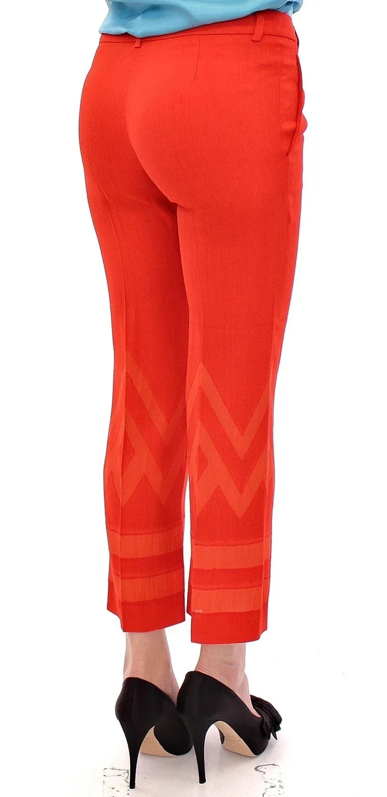 Versace Collection Red Pants Cropped 3/4 Short Nude Capri Pants - Zeiniez
