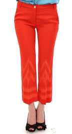 Versace Collection Red Pants Cropped 3/4 Short Nude Capri Pants - Zeiniez