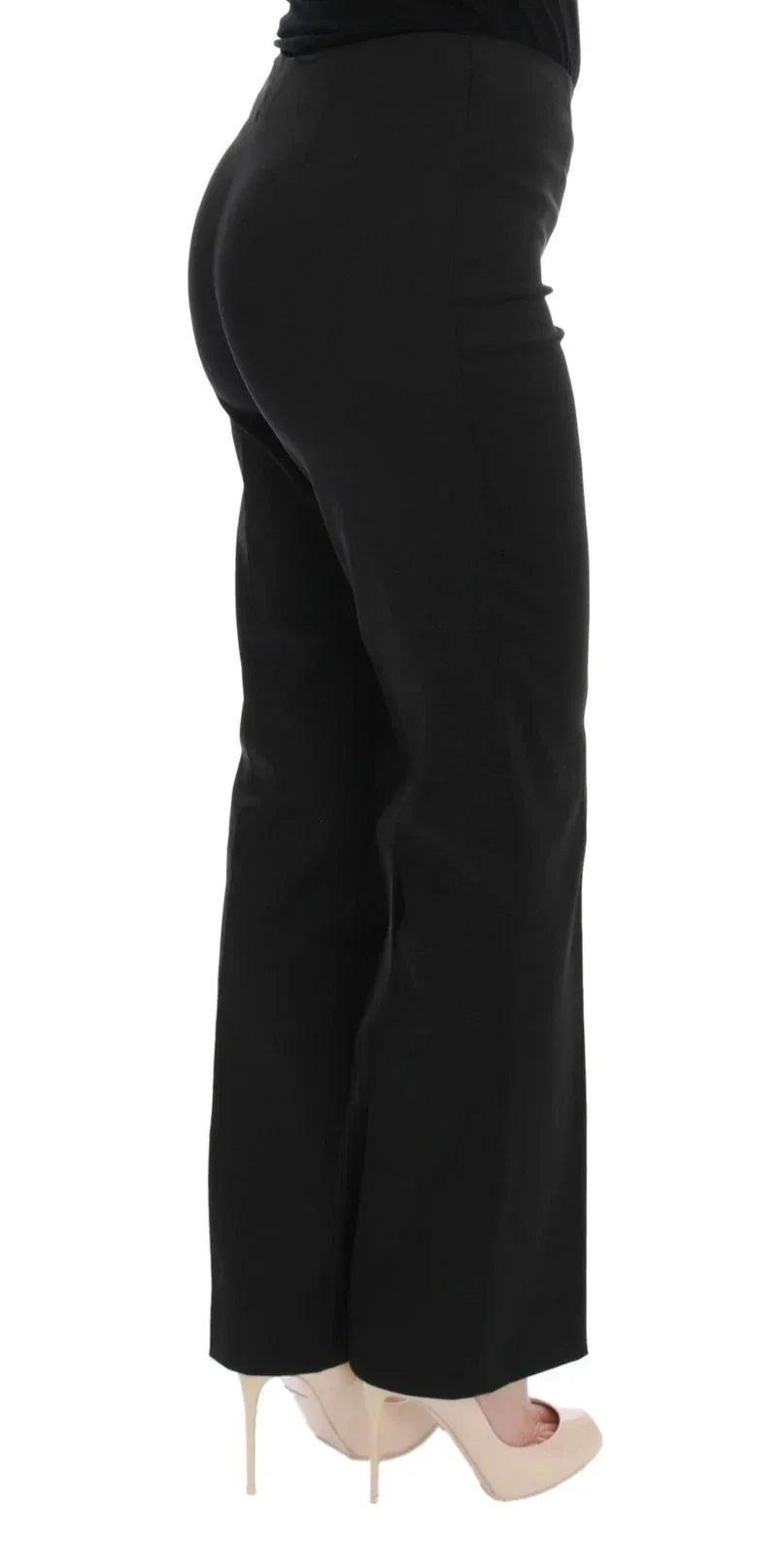BENCIVENGA Black Stretch Straight Fit Dress Trousers Pants - Zeiniez