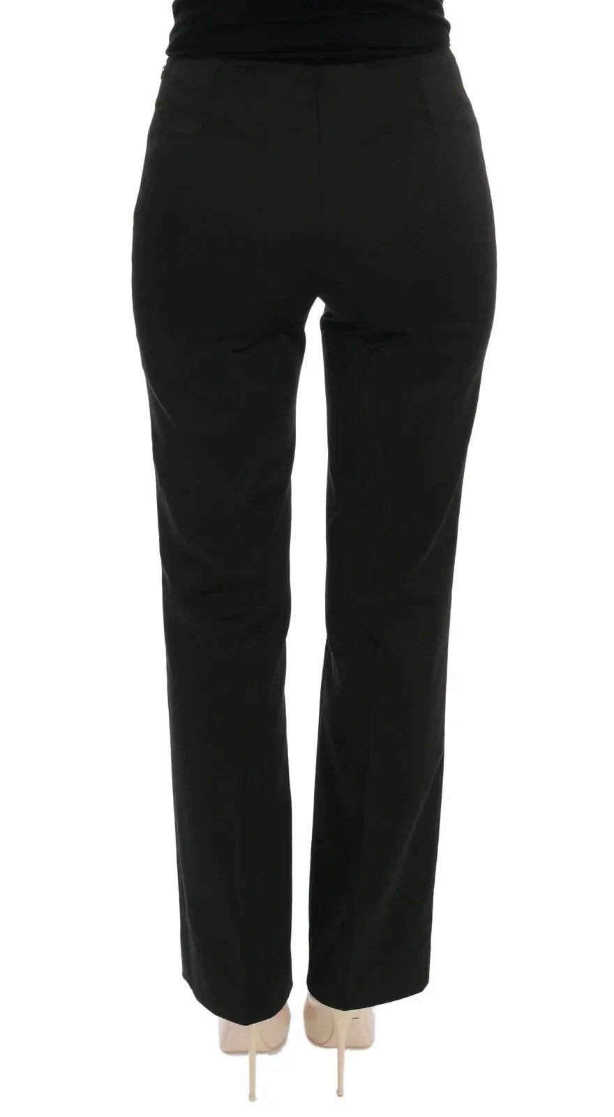 BENCIVENGA Black Stretch Straight Fit Dress Trousers Pants - Zeiniez