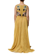 Dolce & Gabbana Yellow Silk Floral Embroidered Maxi Dress - Zeiniez