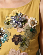 Dolce & Gabbana Yellow Silk Floral Embroidered Maxi Dress - Zeiniez