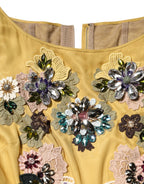 Dolce & Gabbana Yellow Silk Floral Embroidered Maxi Dress - Zeiniez