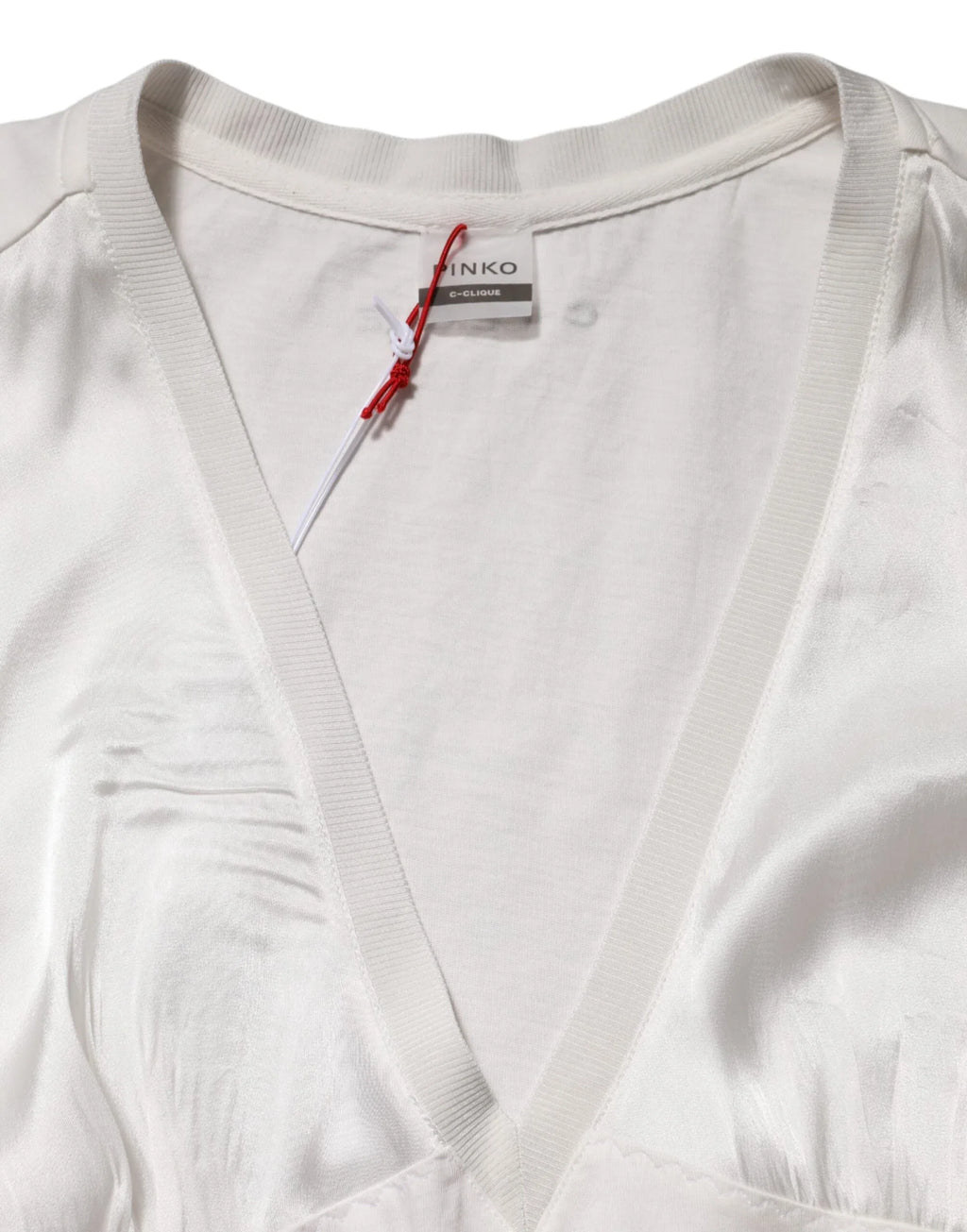 PINKO White Silk Blend Lace Trim Sleeveless V-Neck Women’s Top - Zeiniez