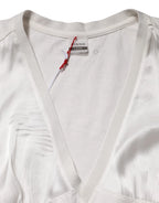 PINKO White Silk Blend Lace Trim Sleeveless V-Neck Women’s Top - Zeiniez