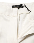 Brian Dales White Viscose Linen Wide Leg Palazzo Womens Pants - Zeiniez