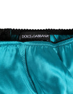 Dolce & Gabbana Aqua Green Satin High-Waist Briefs Underwear - Zeiniez