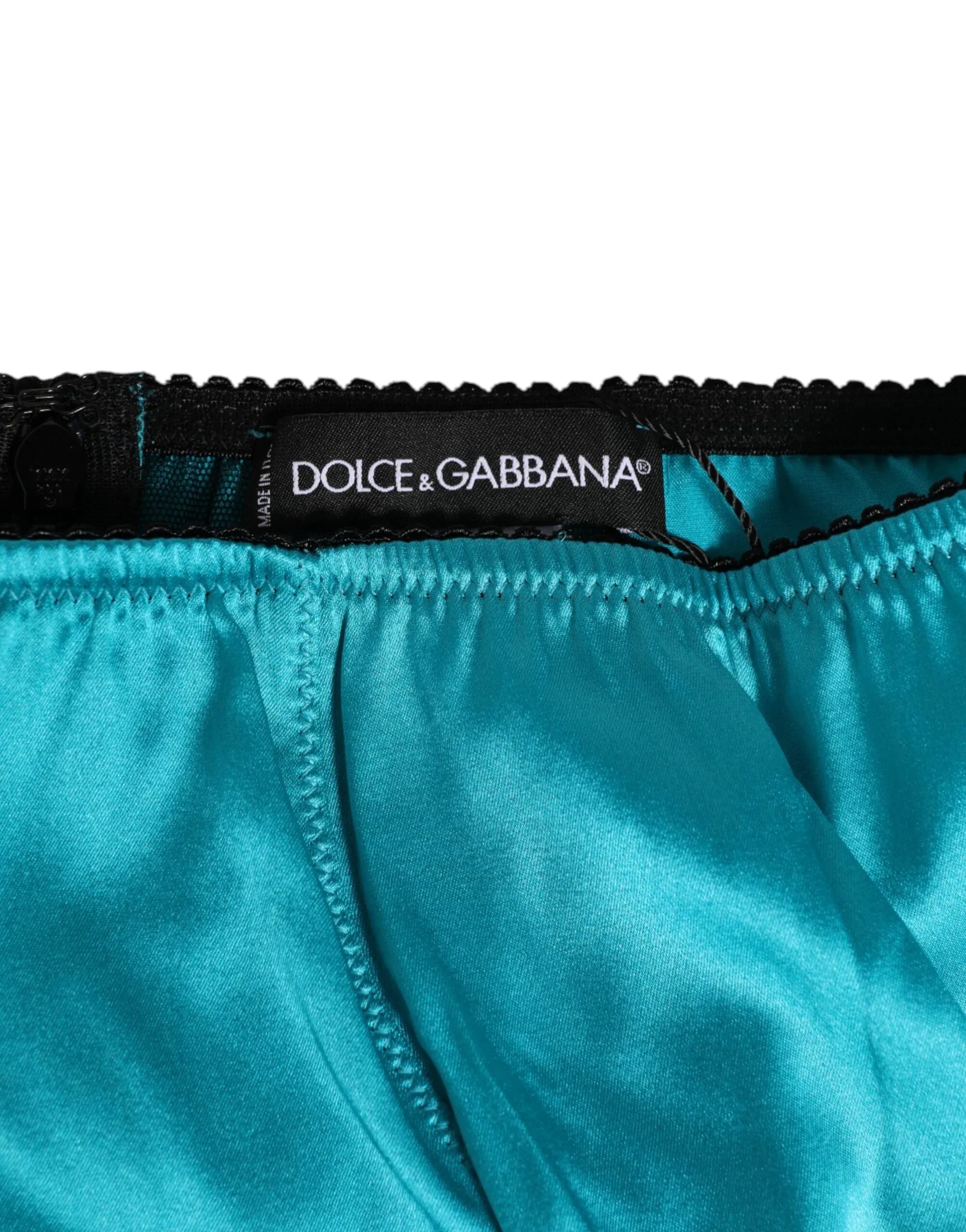 Dolce & Gabbana Aqua Green Satin High-Waist Briefs Underwear - Zeiniez
