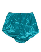 Dolce & Gabbana Aqua Green Satin High-Waist Briefs Underwear - Zeiniez