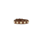 Valentino Garavani Brown Leather and Metal Bracelet