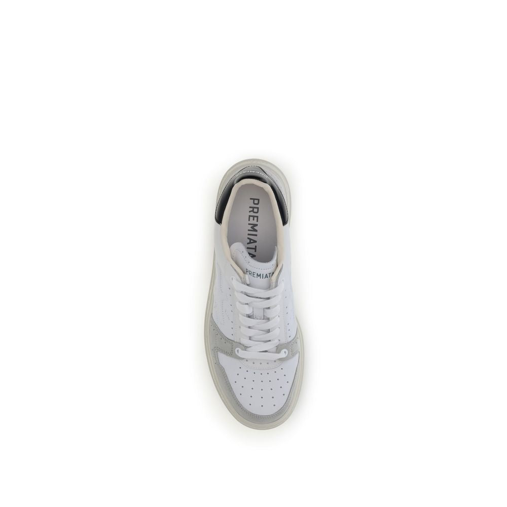Premiata White Calf Leather Bos Taurus Low Top Sneakers Premiata
