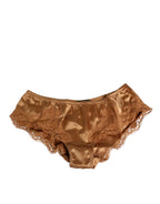 Dolce & Gabbana Brown Lace Silk Satin Slip Panties Underwear - Zeiniez