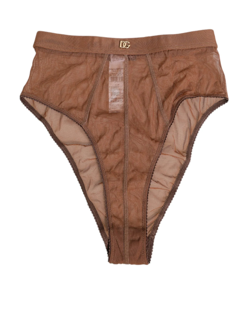 Dolce & Gabbana Brown Sheer Mesh High Waist Briefs Underwear - Zeiniez