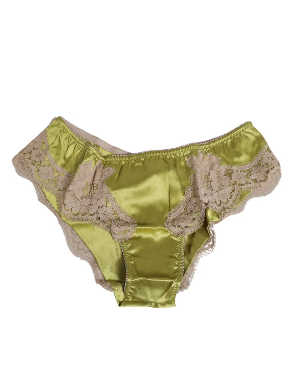 Dolce & Gabbana Green Silk Satin Lace Trim New Slip Underwear - Zeiniez