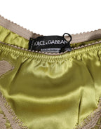 Dolce & Gabbana Green Silk Satin Lace Trim New Slip Underwear - Zeiniez