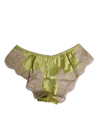 Dolce & Gabbana Green Silk Satin Lace Trim New Slip Underwear - Zeiniez