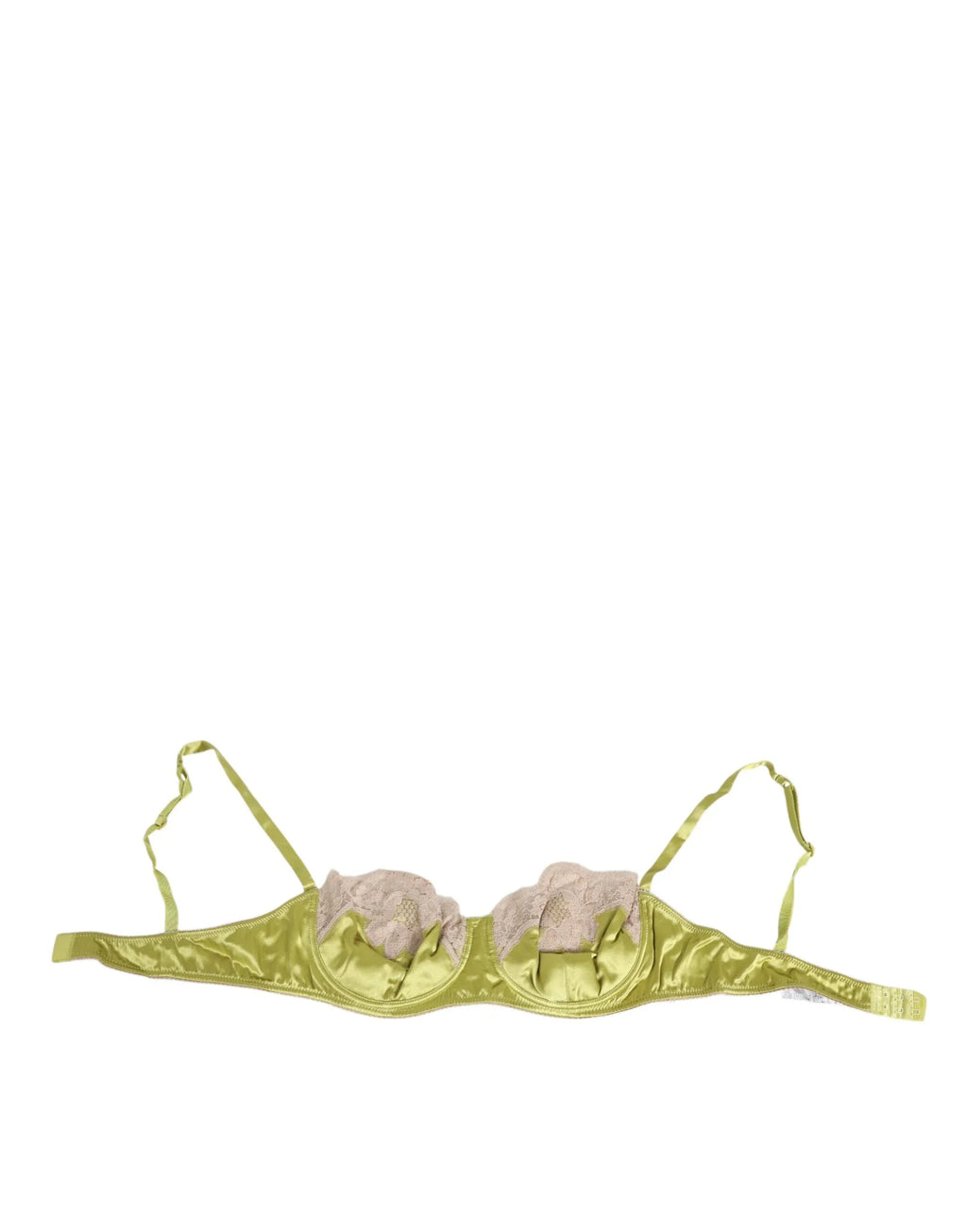 Dolce & Gabbana Lime Green Silk Satin Lace Padded Balconnet Underwear - Zeiniez