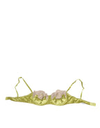 Dolce & Gabbana Lime Green Silk Satin Lace Padded Balconnet Underwear - Zeiniez