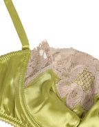 Dolce & Gabbana Lime Green Silk Satin Lace Padded Balconnet Underwear - Zeiniez