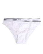 Dolce & Gabbana White Lace Slip Brief Logo Waistband Underwear - Zeiniez