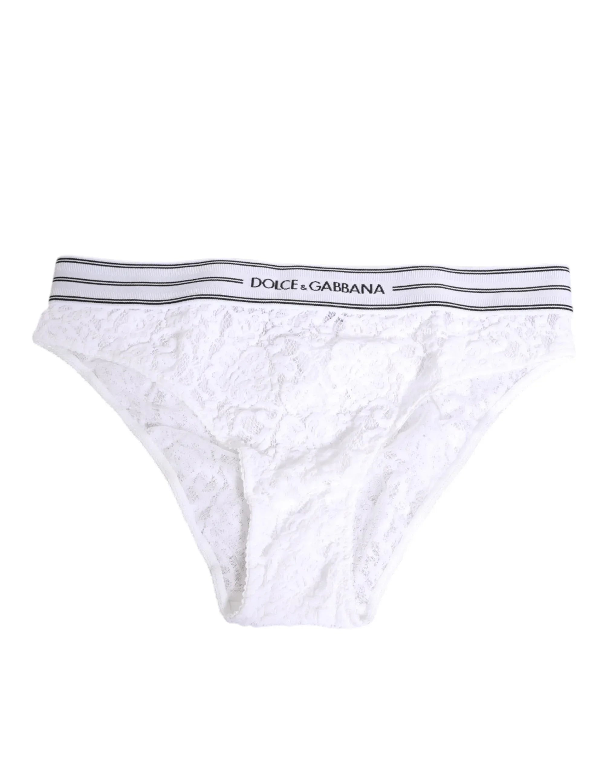 Dolce & Gabbana White Lace Slip Brief Logo Waistband Underwear - Zeiniez
