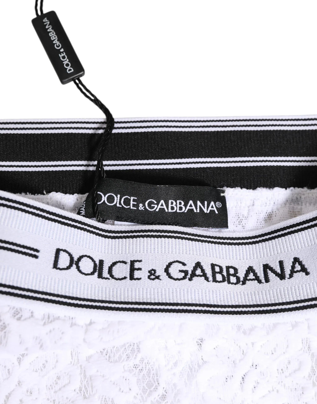 Dolce & Gabbana White Lace Slip Brief Logo Waistband Underwear - Zeiniez