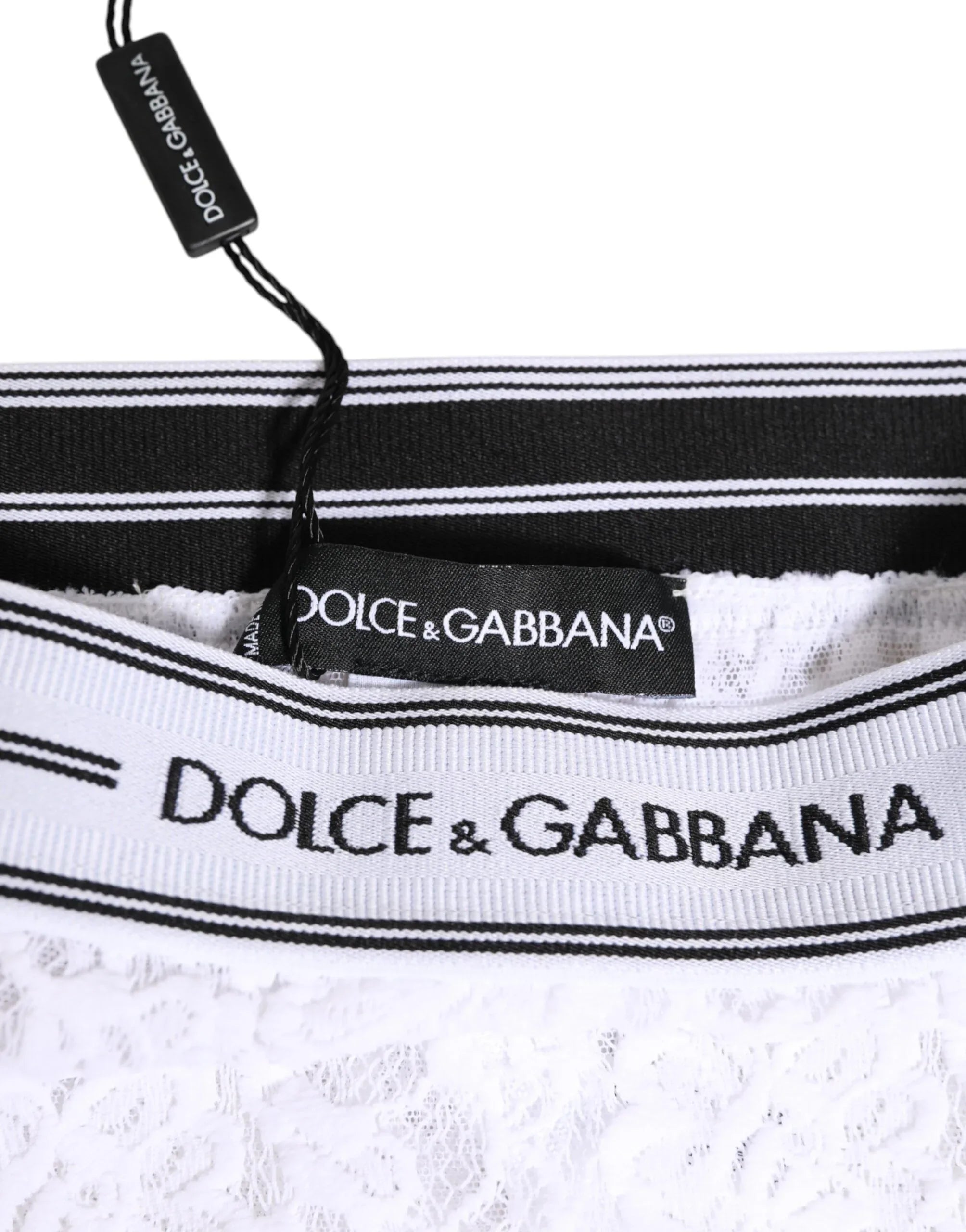 Dolce & Gabbana White Lace Slip Brief Logo Waistband Underwear - Zeiniez