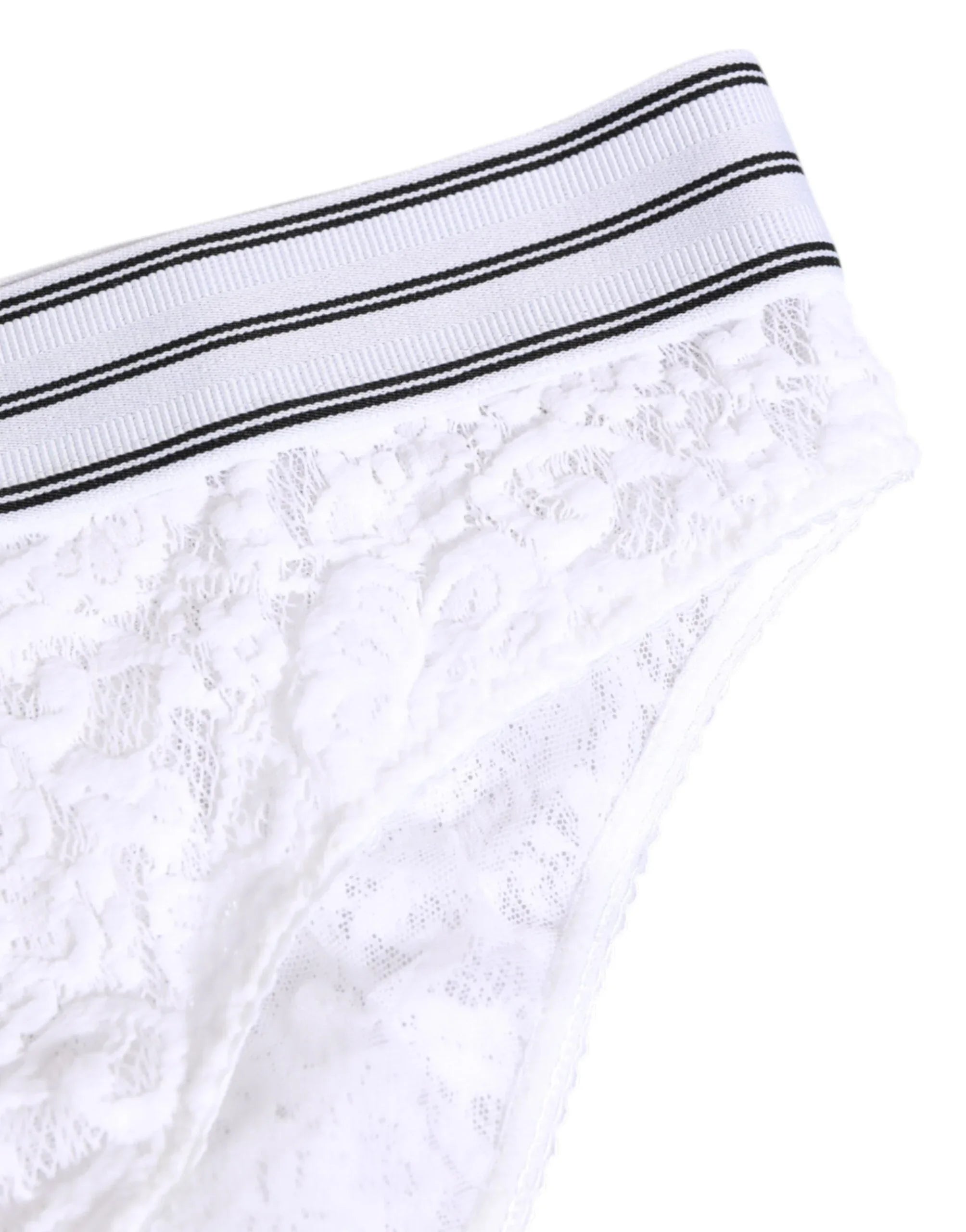 Dolce & Gabbana White Lace Slip Brief Logo Waistband Underwear - Zeiniez