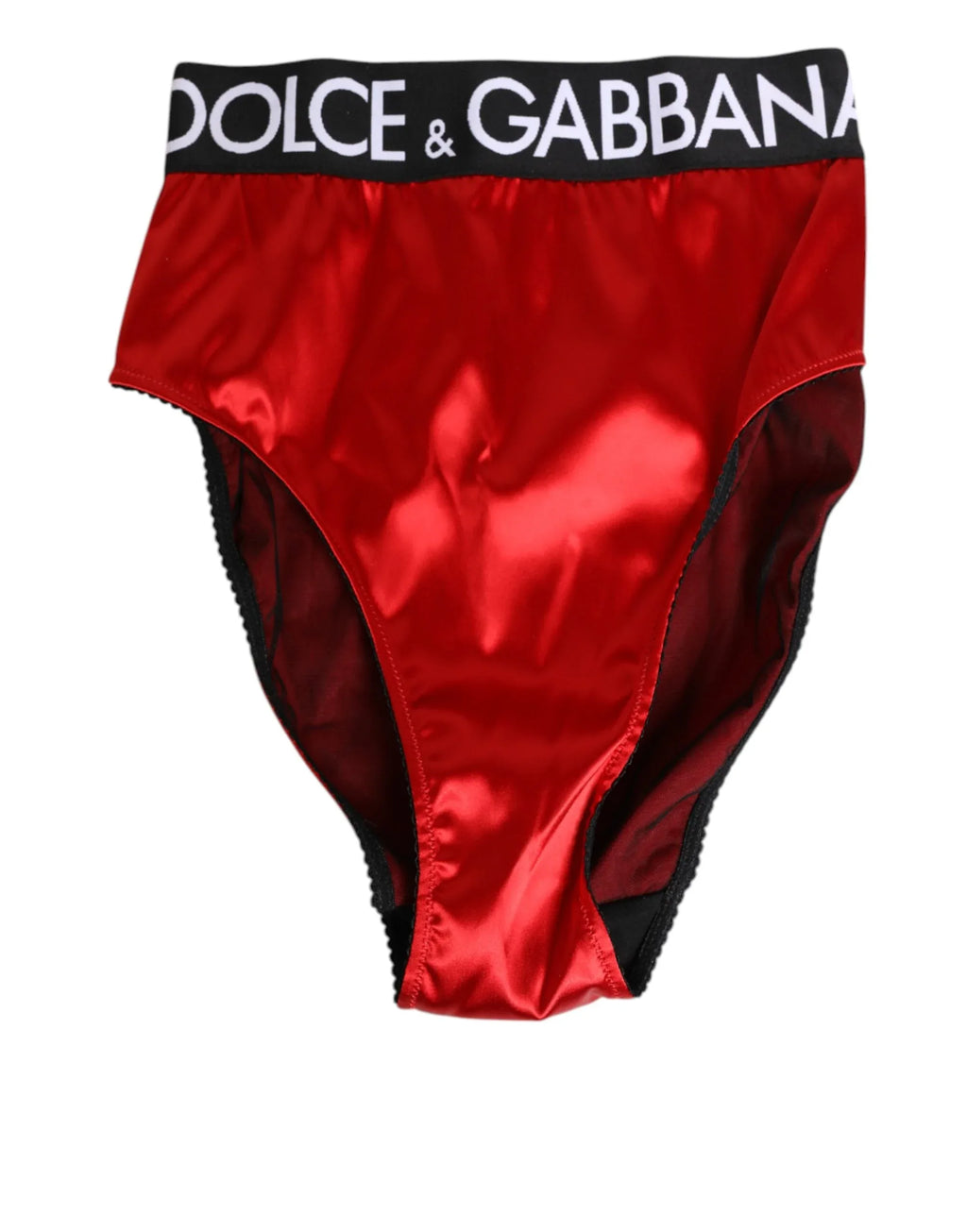 Dolce & Gabbana Red Satin High-Waist Briefs Logo Women Underwear - Zeiniez