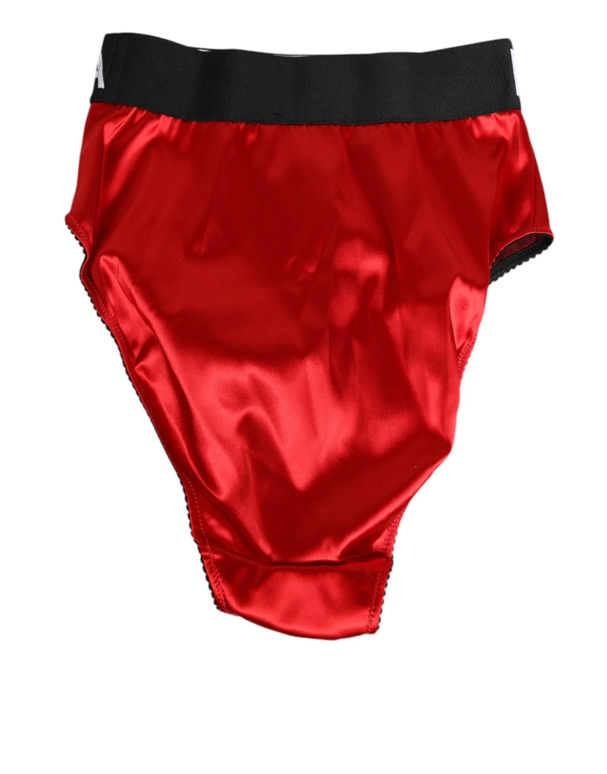 Dolce & Gabbana Red Satin High-Waist Briefs Logo Women Underwear - Zeiniez