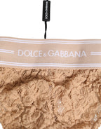 Dolce & Gabbana Beige Lace Logo Elastic Waist Thong Tanga Underwear - Zeiniez