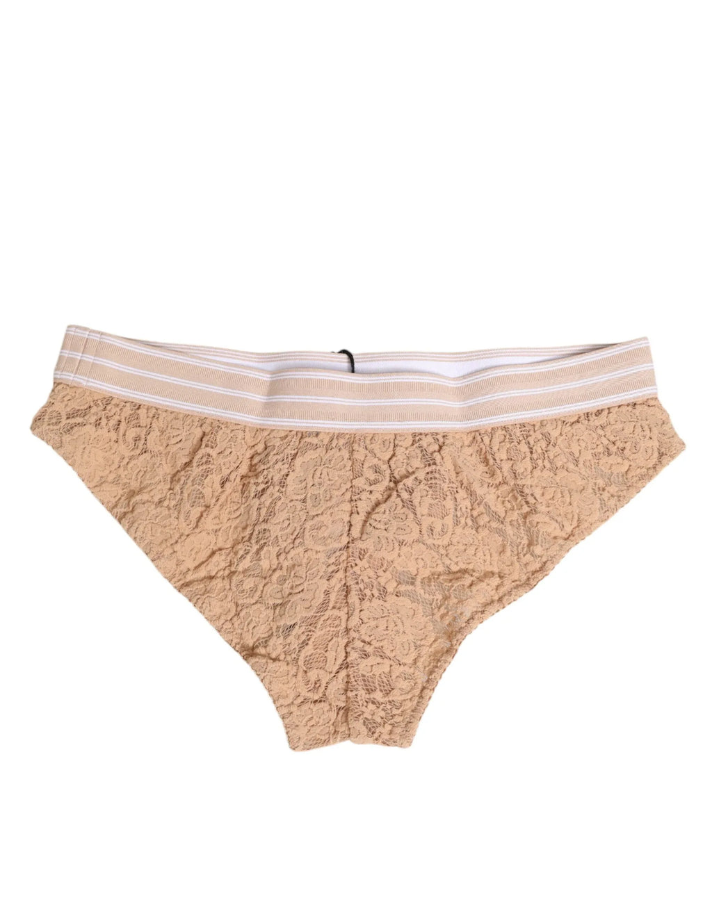 Dolce & Gabbana Beige Lace Brasiliano Briefs Logo Waistband Underwear - Zeiniez