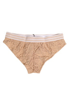 Dolce & Gabbana Beige Lace Brasiliano Briefs Logo Waistband Underwear - Zeiniez