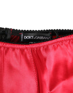 Dolce & Gabbana Red Silk Satin High-Waist Briefs Underwear - Zeiniez