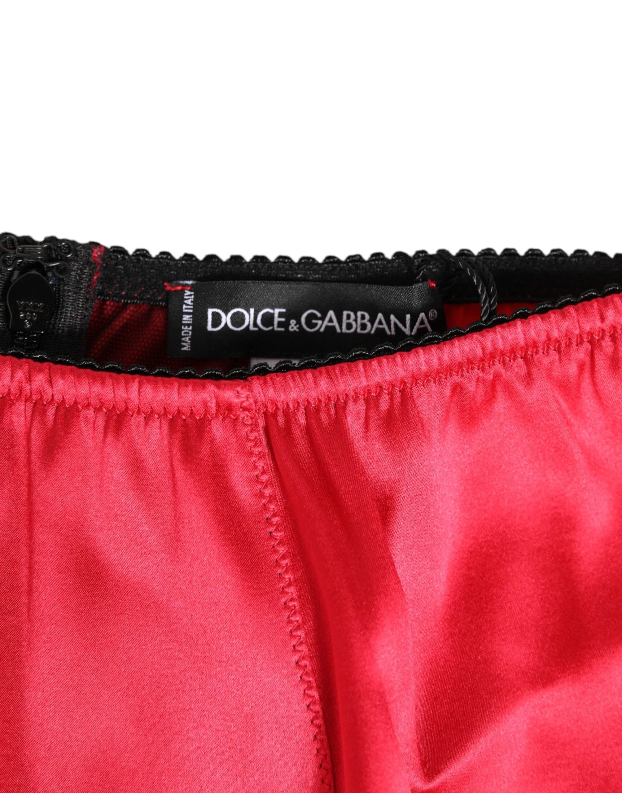 Dolce & Gabbana Red Silk Satin High-Waist Briefs Underwear - Zeiniez