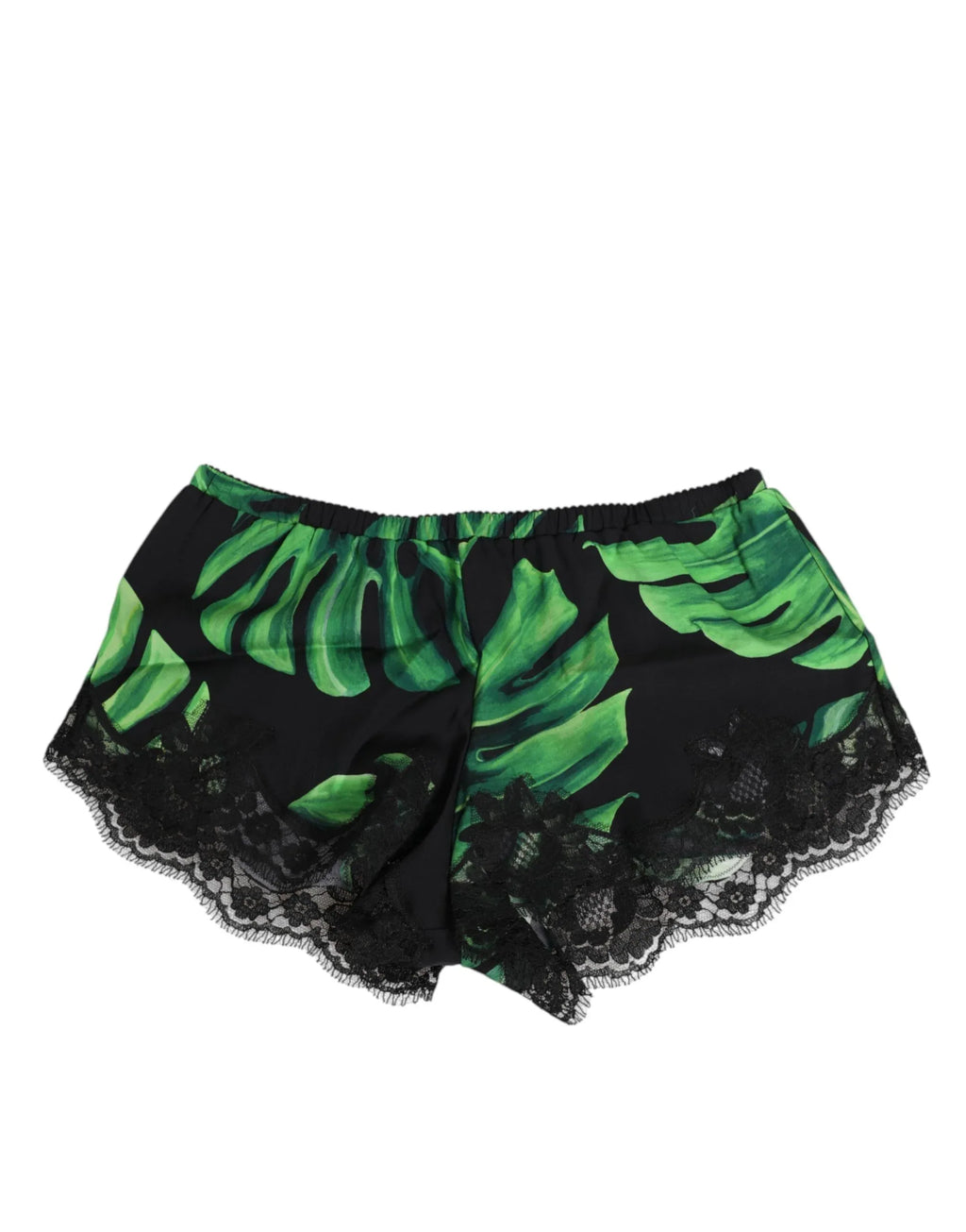 Dolce & Gabbana Black Green Tropical Print Lace Underwear - Zeiniez