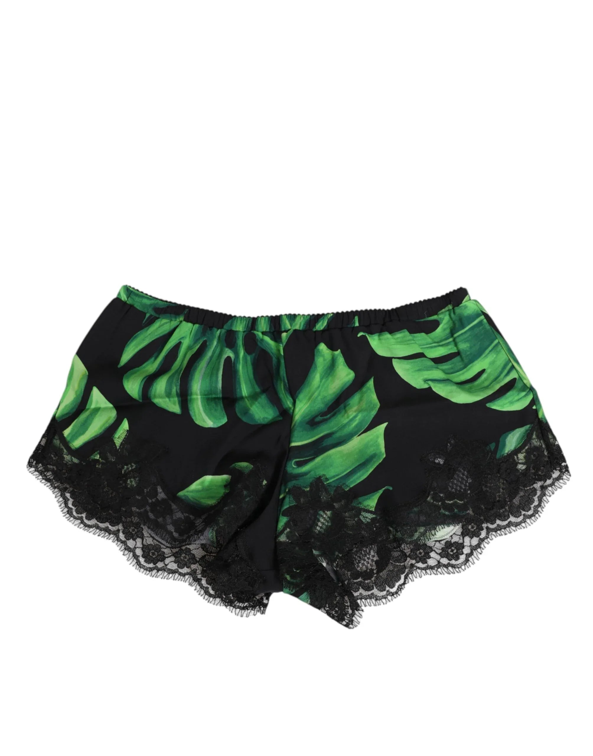 Dolce & Gabbana Black Green Tropical Print Lace Underwear - Zeiniez