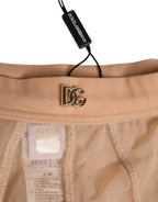 Dolce & Gabbana Beige Sheer Mesh High Waist Briefs Underwear - Zeiniez