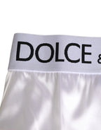 Dolce & Gabbana White Satin High-Waist Brief Logo Women Underwear - Zeiniez