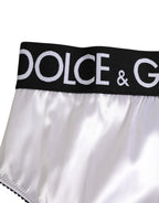 Dolce & Gabbana White Satin High-Waist Black Logo Women Underwear - Zeiniez