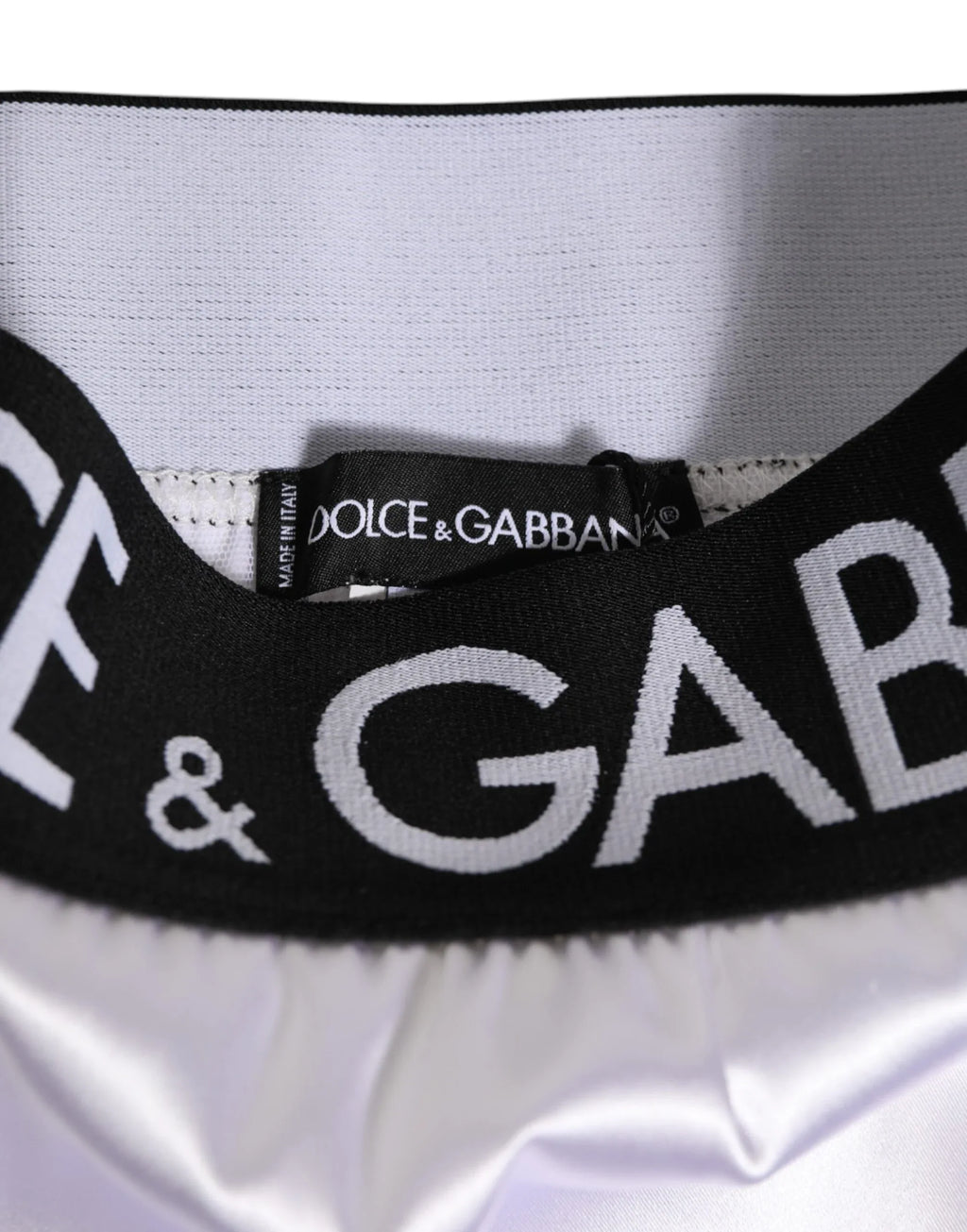 Dolce & Gabbana White Satin High-Waist Black Logo Women Underwear - Zeiniez