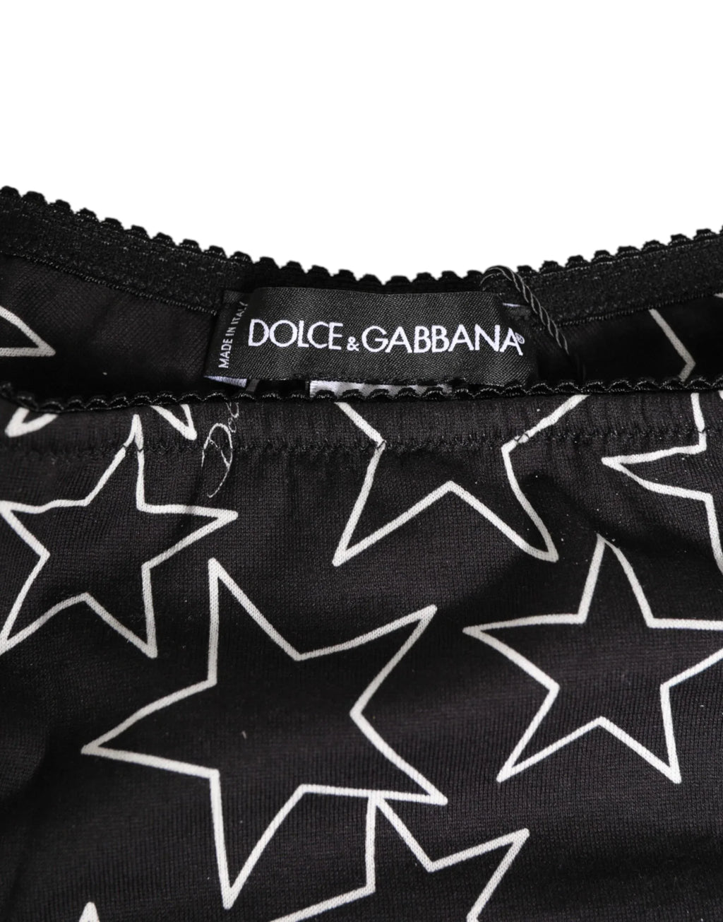 Dolce & Gabbana Black White Star Print Cotton Slip Panty Underwear - Zeiniez