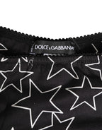 Dolce & Gabbana Black White Star Print Cotton Slip Panty Underwear - Zeiniez
