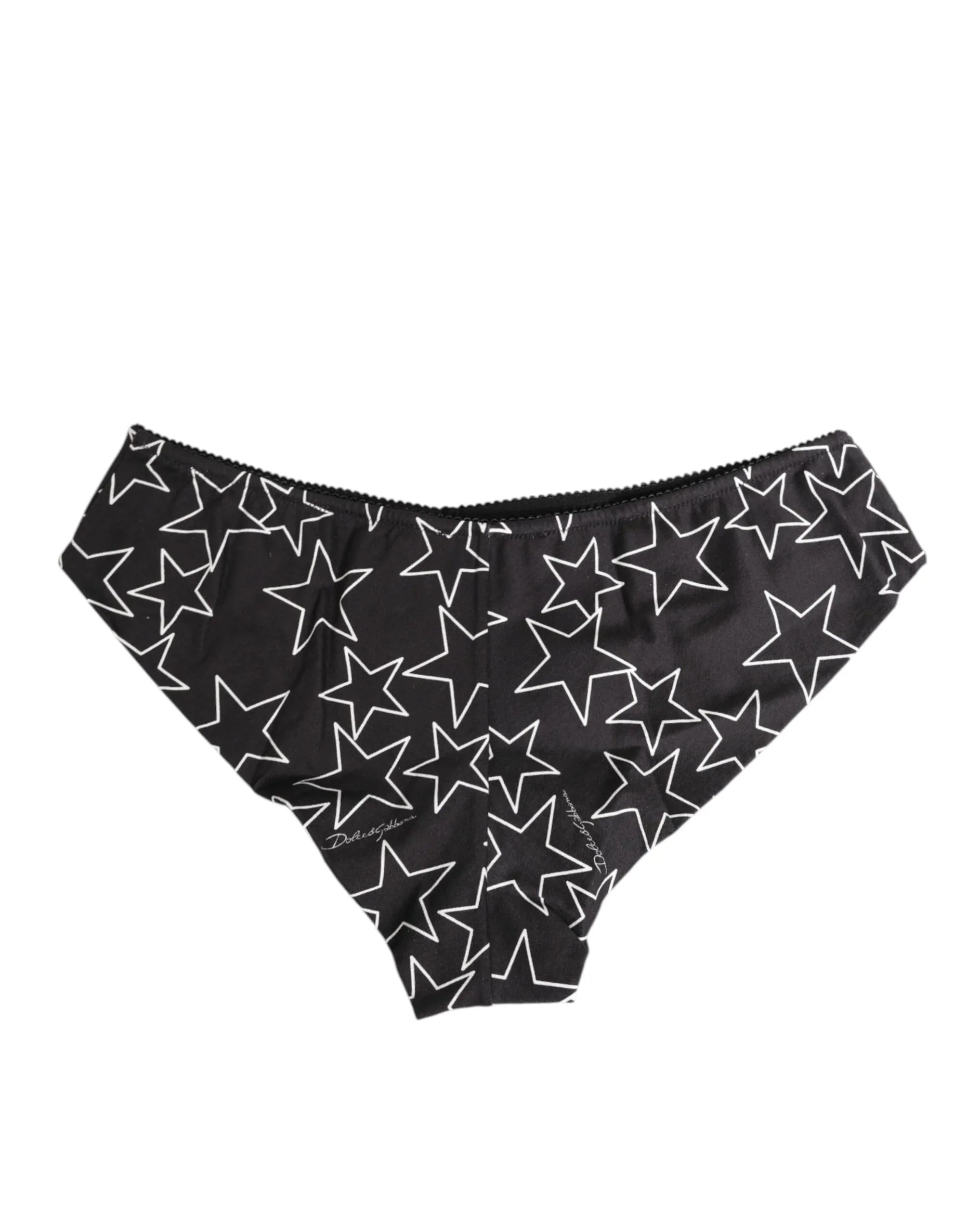 Dolce & Gabbana Black White Star Print Cotton Slip Panty Underwear - Zeiniez