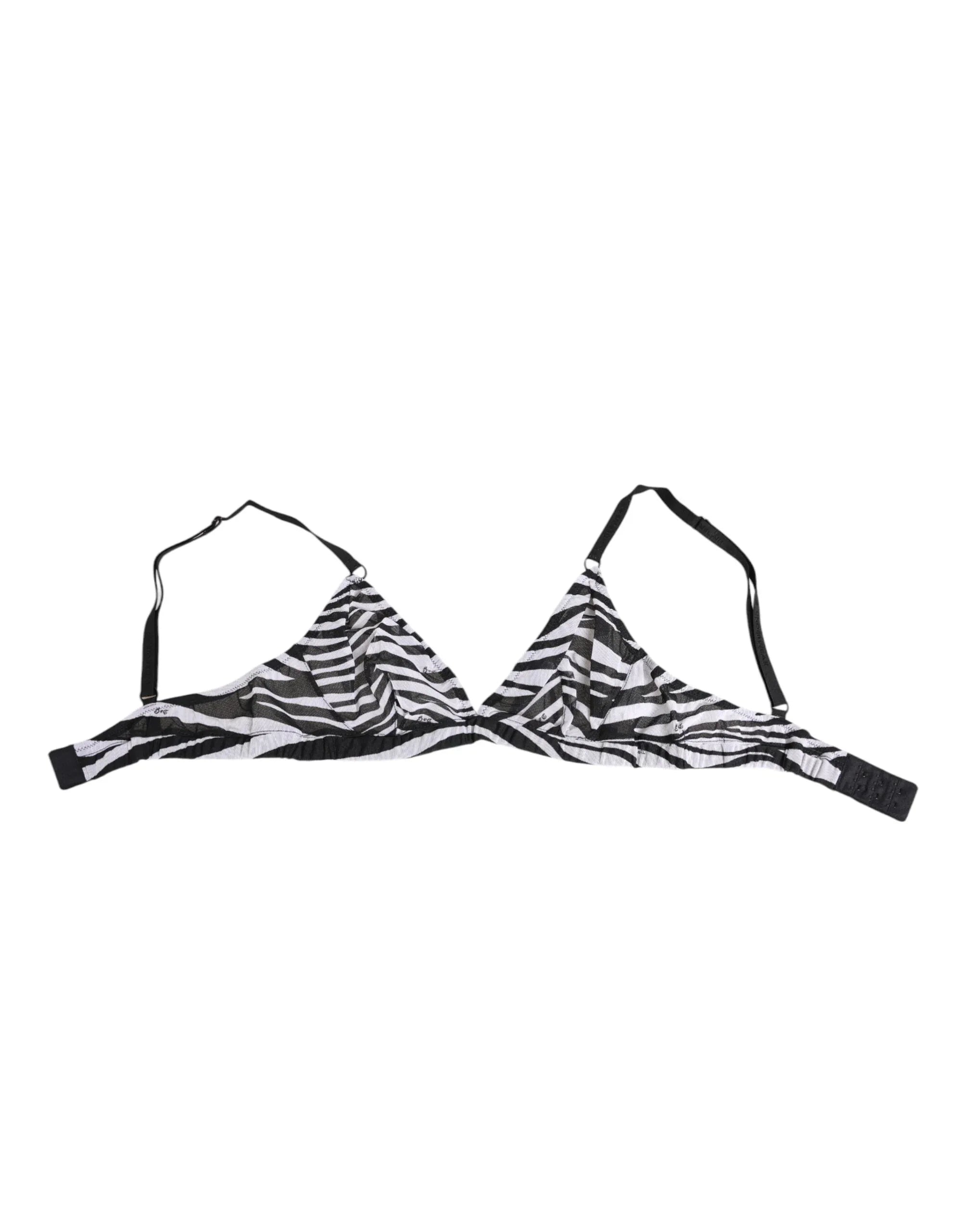 Dolce & Gabbana Black White Zebra Print Sheer Mesh Bralette Underwear - Zeiniez