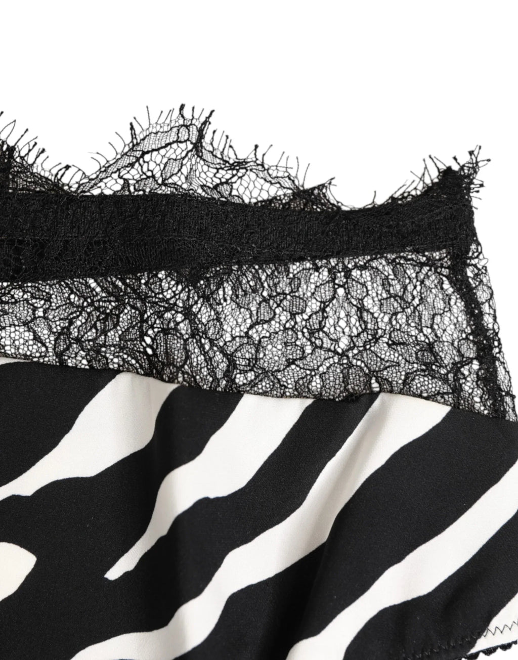 Dolce & Gabbana Black White Zebra Print Lace Trim High Underwear - Zeiniez
