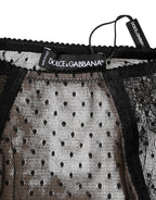 Dolce & Gabbana Black Sheer Polka Dot Lace High Waist Underwear - Zeiniez