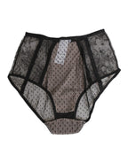 Dolce & Gabbana Black Sheer Polka Dot Lace High Waist Underwear - Zeiniez