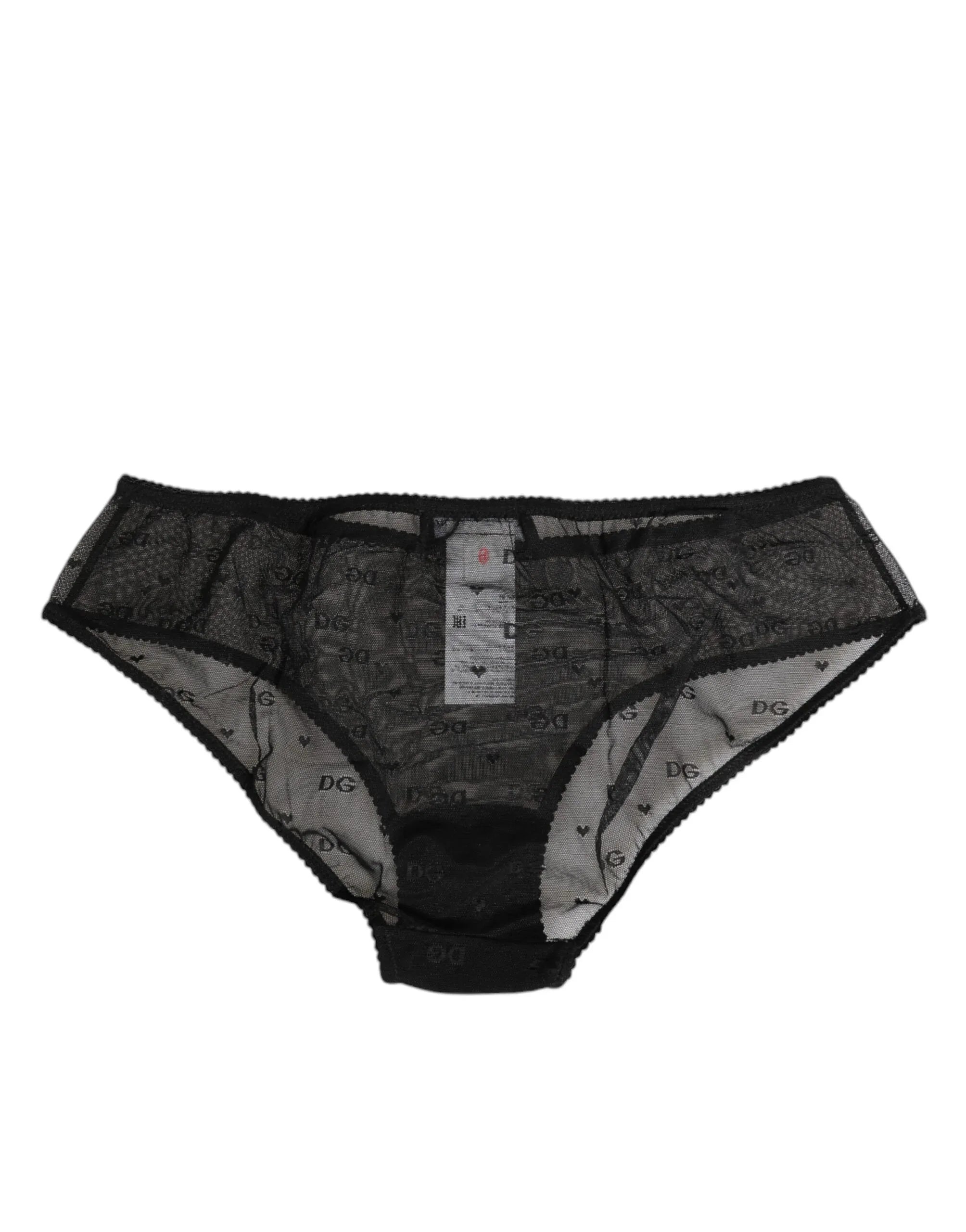 Dolce & Gabbana Black Sheer Mesh Lace Polka Dot Logo Underwear - Zeiniez
