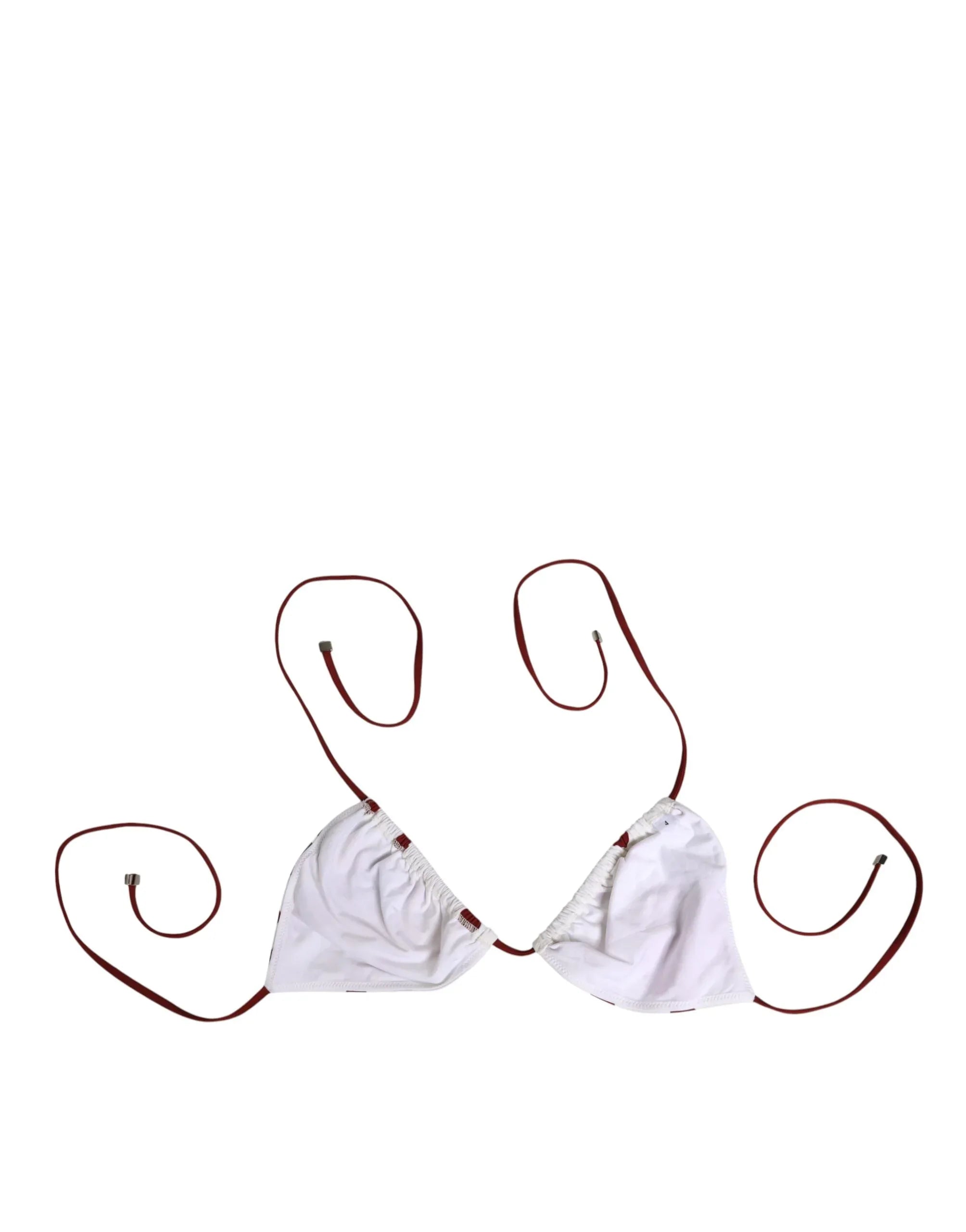 Dolce & Gabbana White Red Polka Dot Floral Print Triangle - Zeiniez